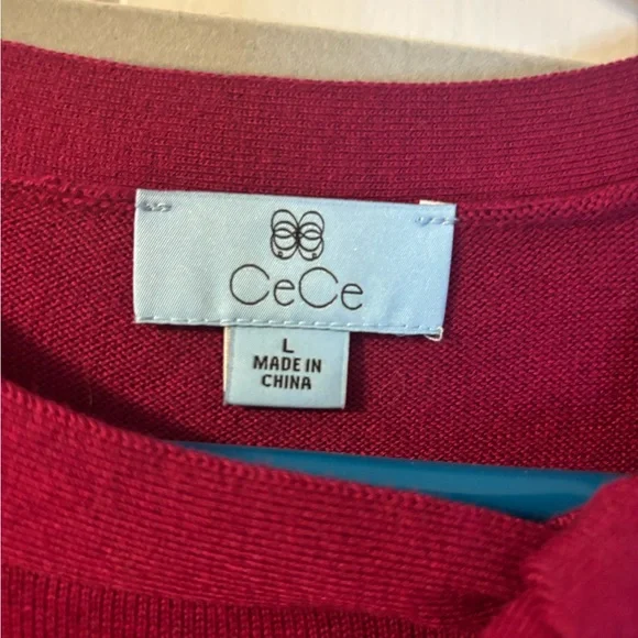 CeCe Vibrant Red Knit Top - Picture 3 of 4